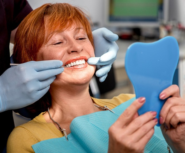 A woman about to receive a dental bridge in Tyler