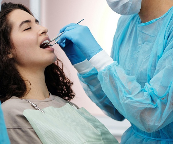 Woman having dental checkup in Tyler