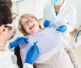 Woman smiling at the dentist